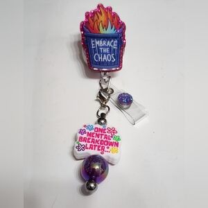 Embrace the Chaos Badge Reel Funny Alligator Clip ID Holder Retractable
